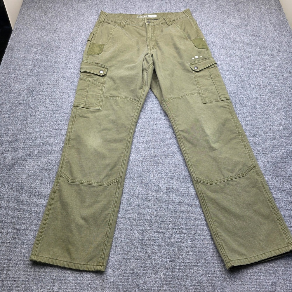 Carhartt Mens 33x32 Relaxed Fit Ripstop Fleece Lined Cargo Pants Olive Green G72 - Picture 2 of 9